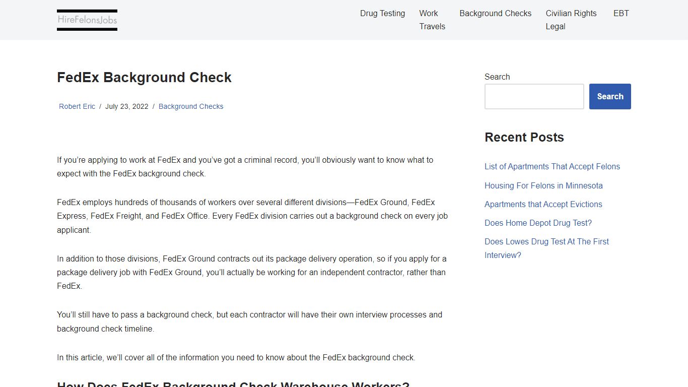 FedEx Background Check 2023 - What To Expect - Hire Felons